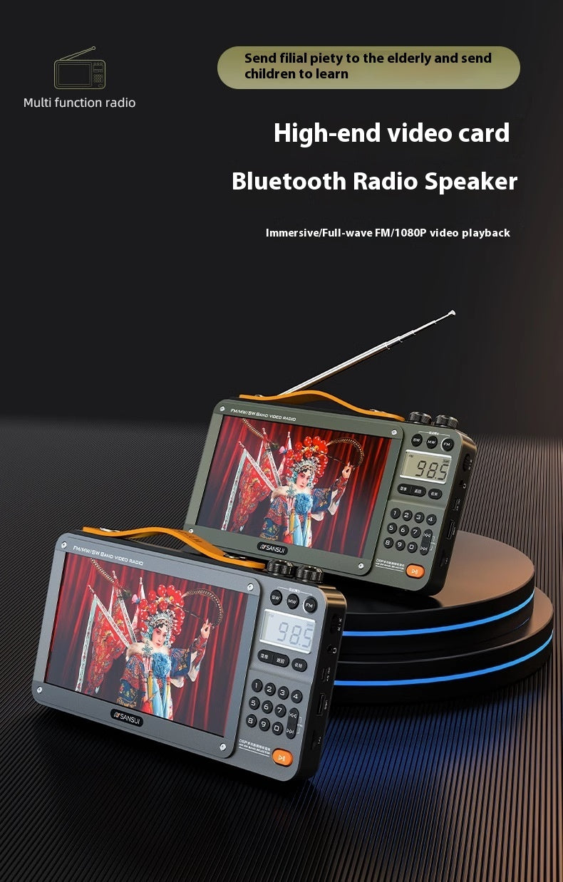 Home Elderly Radio Full Band Bluetooth Speaker HD Video Player